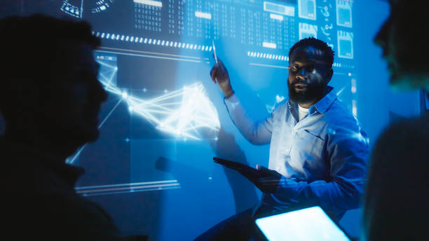 artificial intelligence developer team meeting at night 2